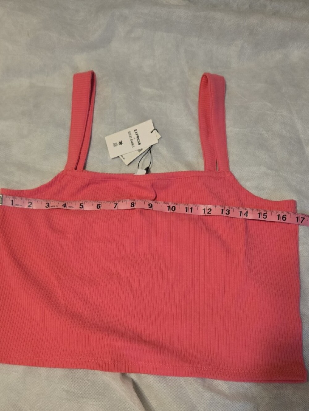 Express Hot Pink Ribbed Square-Neck Crop Tank - Picture 5 of 6